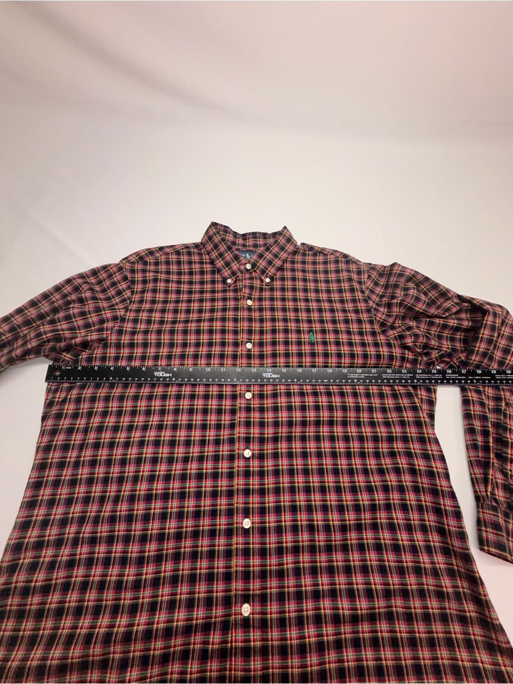 Ralph Lauren Custom Fit Red Green Plaid Button Down Shirt Men’s XL - Picture 8 of 11